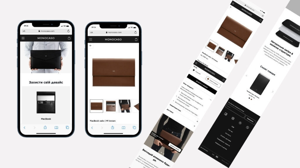 monocaso.com mobile pages layout